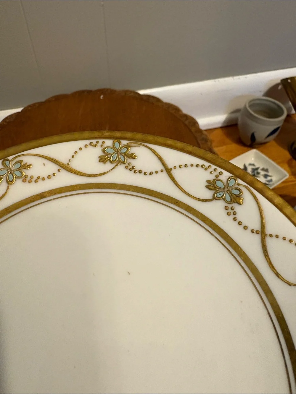 Limoges Elegant Gold, White, and Blue Decorative Plate